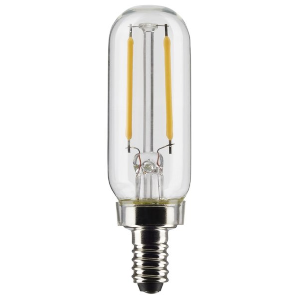 Satco 2.8 Watt T6 LED Lamp, Clear, Candelabra Base, 90 CRI, 2700K, 120 Volts S21340